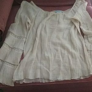 2 Much LA gauze top w bells sleeves and lace
